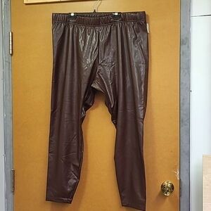 Old Navy Size 2X Chocolate Brown Faux Leather Leggings